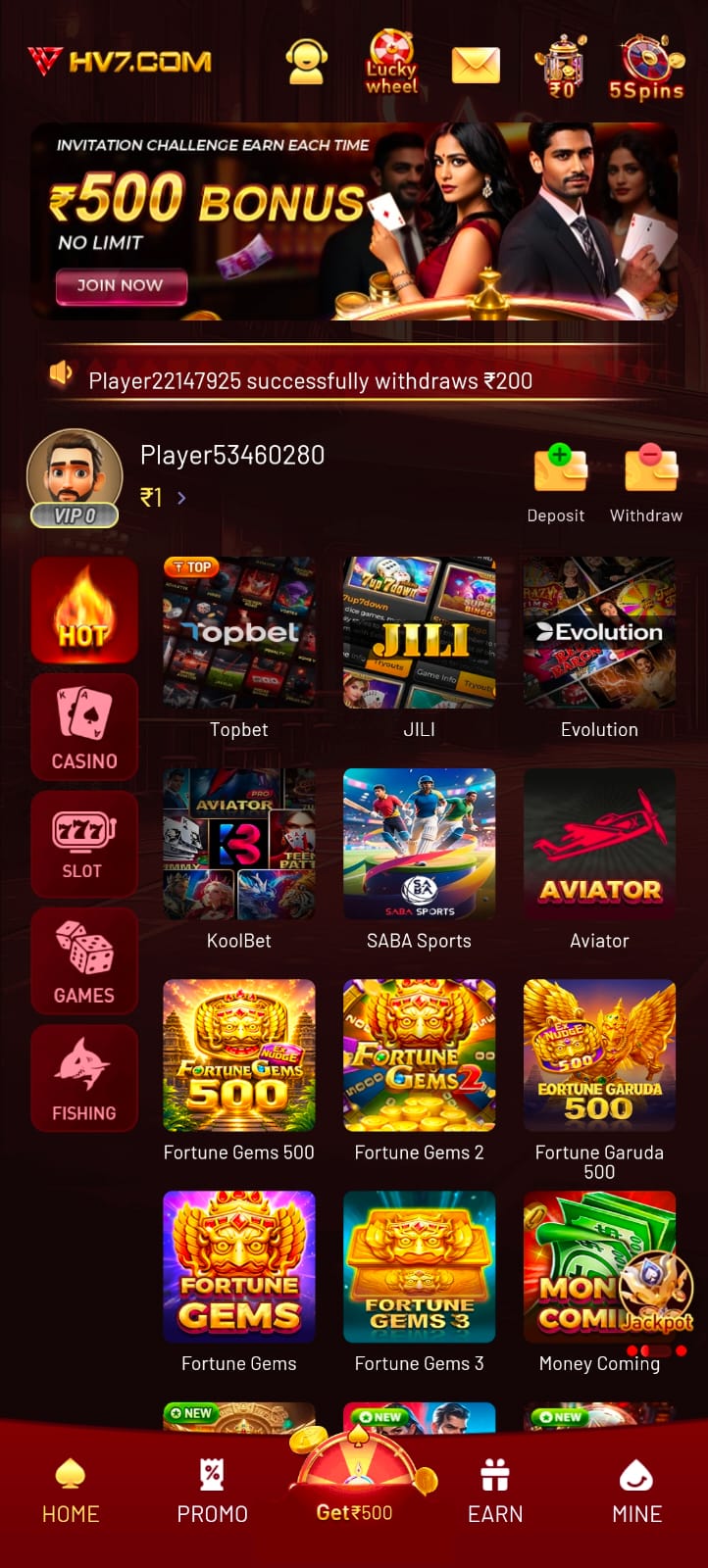 HV7 Games online gaming platform and mobile games